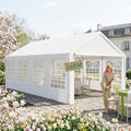 premium 4x8m partyzelt pavillonwasserdicht winterfesteinfach aufzubauenstabil mit seitenteilen fensternpe-dach garten hochzeit weiss