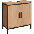 waschbeckenunterschrank 60x60x30 cm badezimmerschrank mit hoehenverstellbarer trennwand kleiner schrank im badezimmer badschrank aus holzwerkstoff metall schwarz
