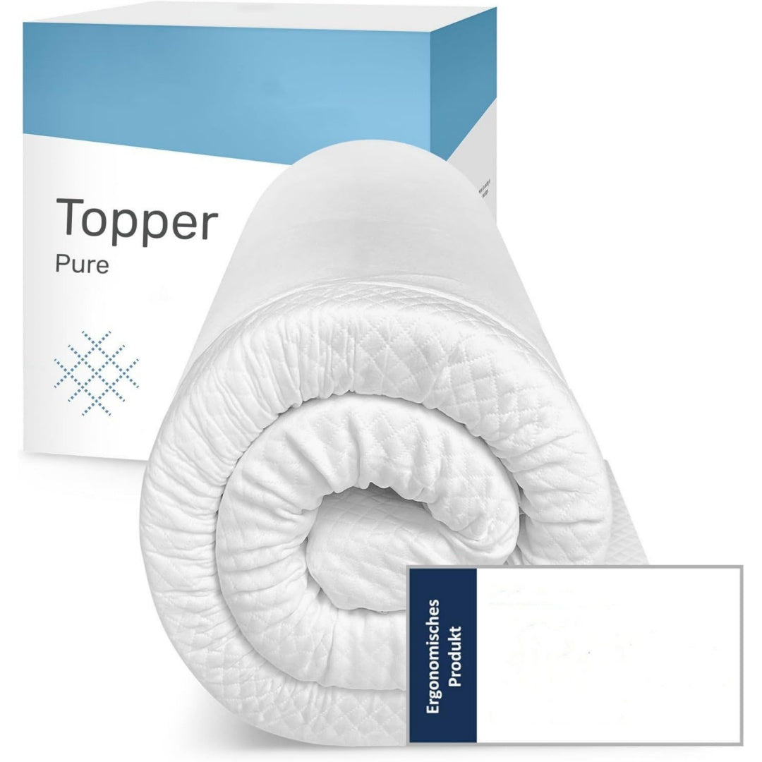dailydream topper 140x200cm aus memory foam 5 cm hoch edition pure h12 matratzentopper mit waschbarem bezug noppen und elastischen baendern fuer angenehmen liegekomfort