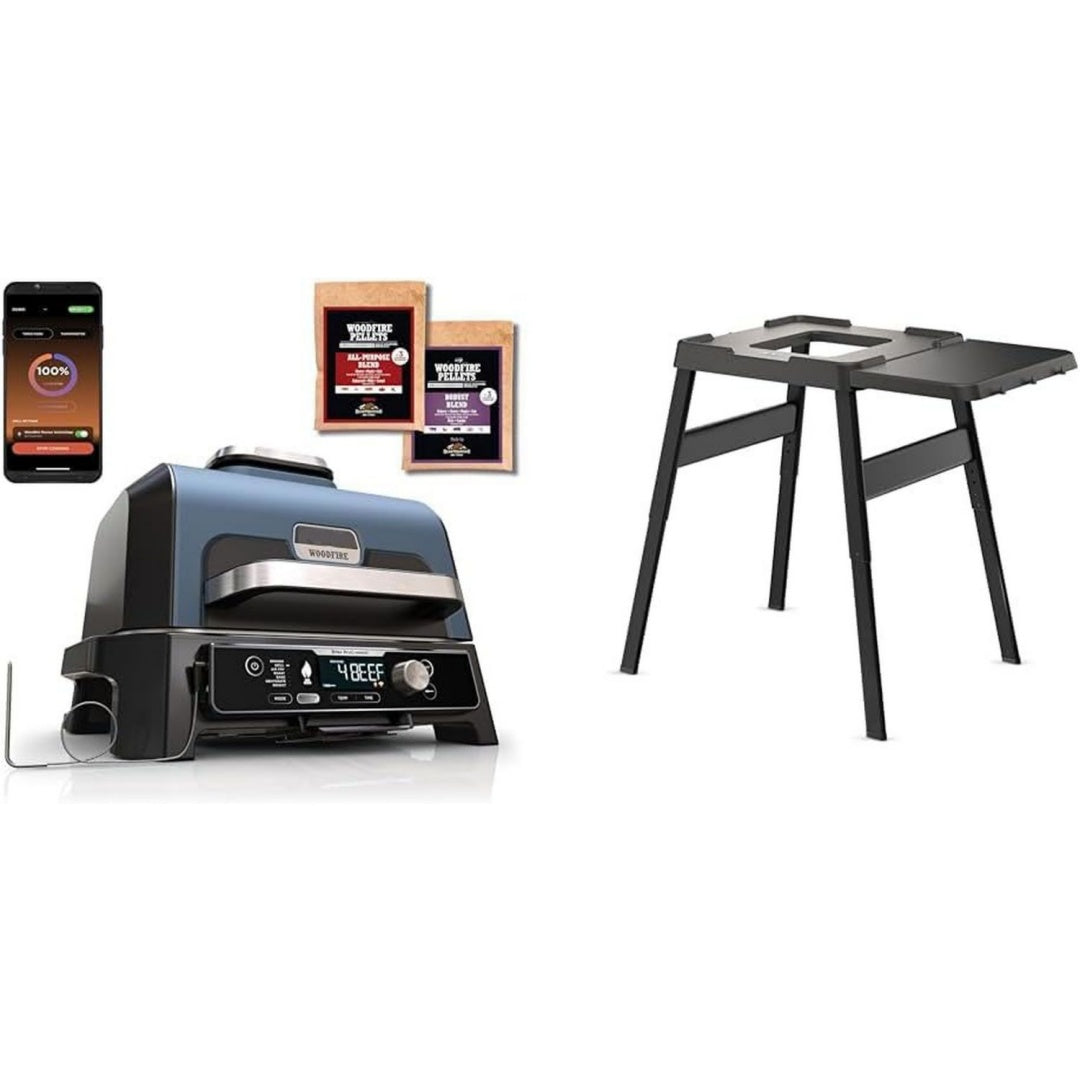 woodfire pro connect xl elektrischer grill smoker grill woodfire verstellbarer staender und beistelltisch
