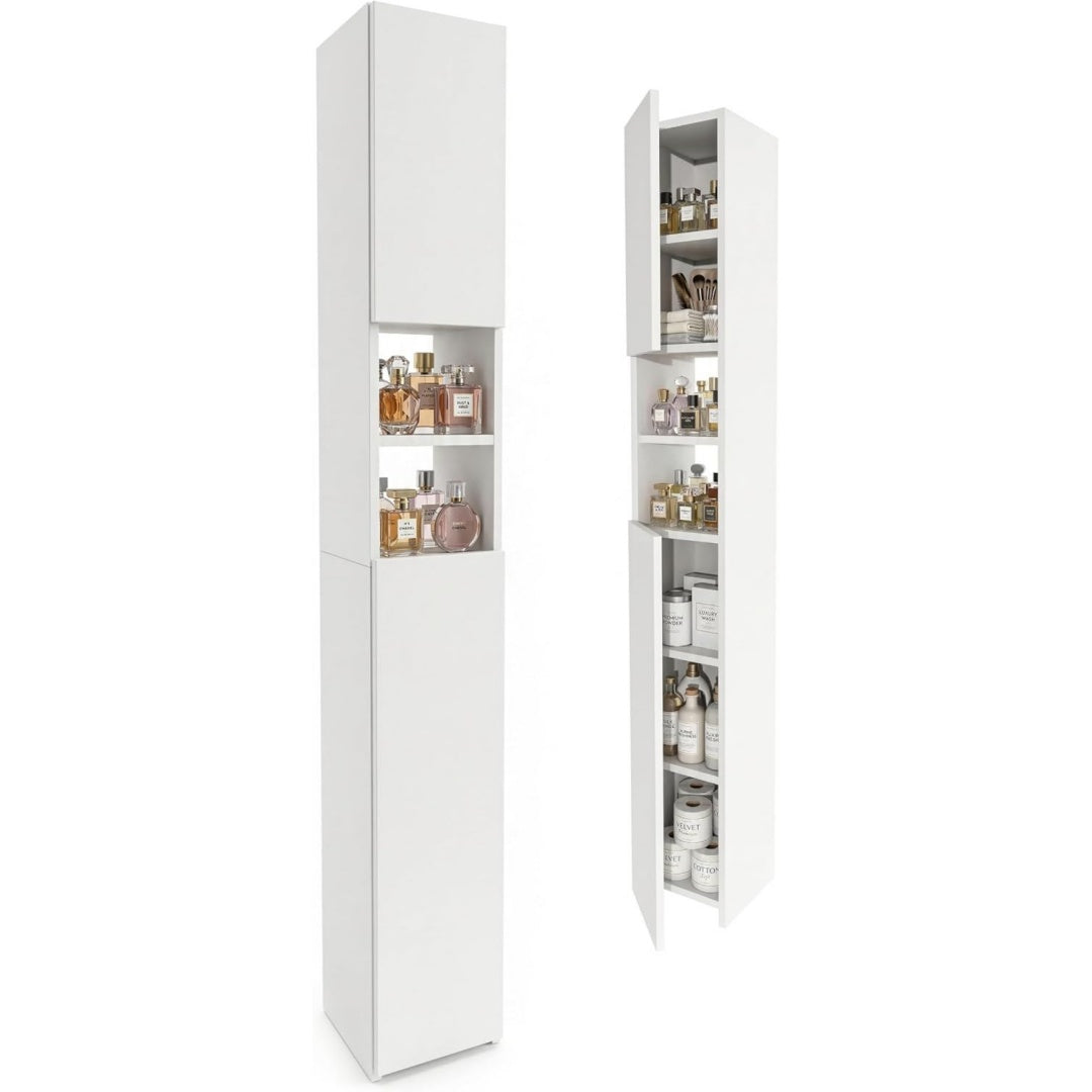 badezimmerschrank weiss 2431172 cm badschrank hochschrank schmal modernes badmoebel mit tueren offenen faechern viel stauraum fuer handtuecher und kosmetik