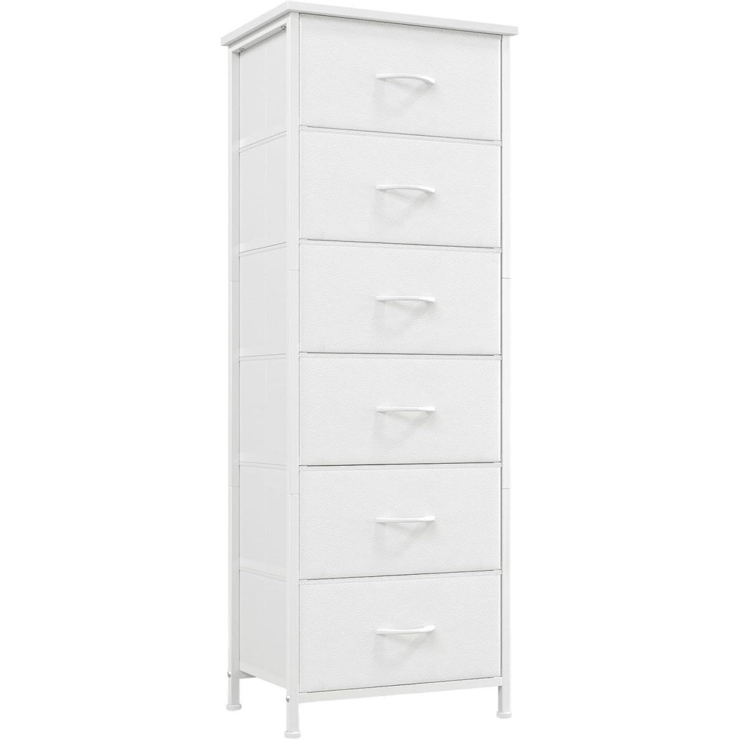 kommode mit stoffschubladen schlafzimmer 6 schubladen weiss aufbewahrungsschrank stoff kommode mit schubladen wohnzimmer metallrahmen holzwerkstoffplatte 30t x 42b x 115h