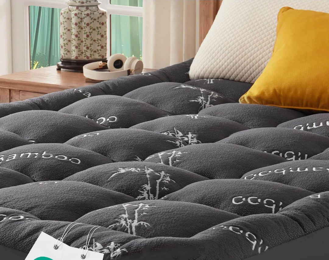 bedlore matratzen topper 140x200cm atmungsaktiv bequem dunkelgrau ergonomische fuellung entlastet ruecken weicher bezug aus bambus-viskose tiefe tasche bis 30cm fuer boxspringbett schlafsofa