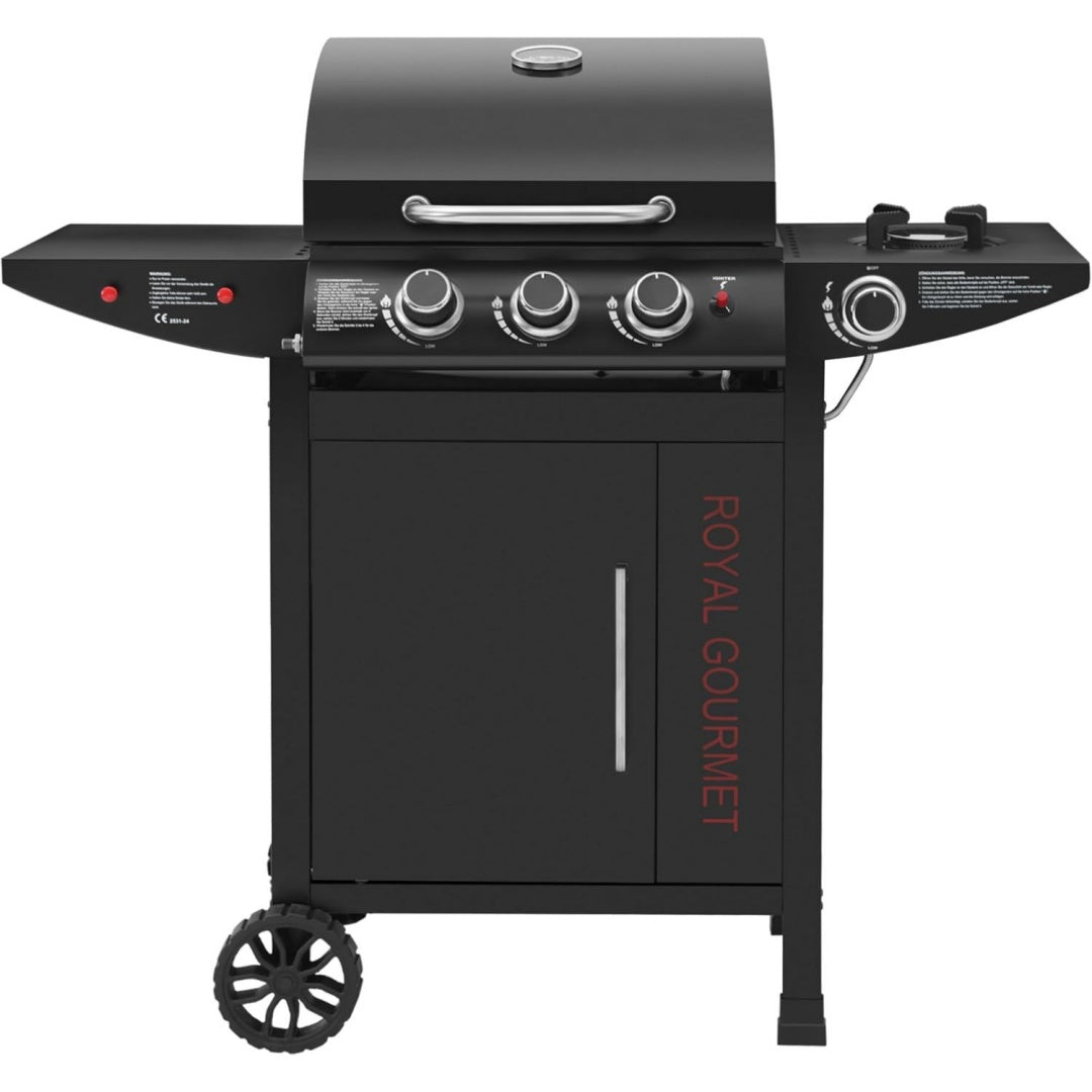 gasgrill 31 brenner grillwagen mit 115 kw campinggrill mit seitenbrenner outdoor gas grill inkl haken unterschrank fuer balkon party schwarz