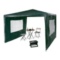 pavillon 3x3 m 2 seitenteile metall gestell pe plane fenster festival partyzelt geschlossen gruen 300 x 300 x 250 cm