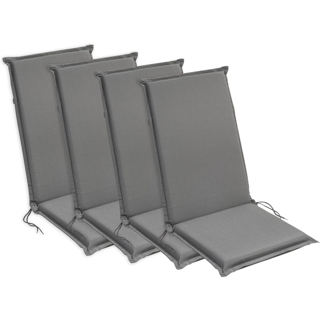sleepling hochlehner auflagen 4er set sitzauflagen 120x50 cm anthrazit bequeme gartenstuhlauflagen stuhlauflagen fuer gartenmoebel waschbar befestigungsbaender 6 cm dick oeko-textil made in europa