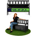 gartenbank 120x49x815cm banktruhe aus einer holzfaserplatte sitzbank mit stauraum und ruecklehne wetterfeste holzbank fuer garten balkon 120cmanthrazit