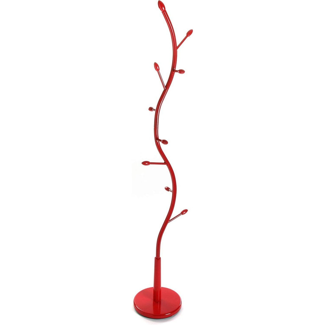 swindon minimalistischer garderobenstaender fuer den eingangsbereich mit 9 haken fuer kleidung oder taschen massnahmen h x l x b 185 x 32 x 32 cm metall farbe rot